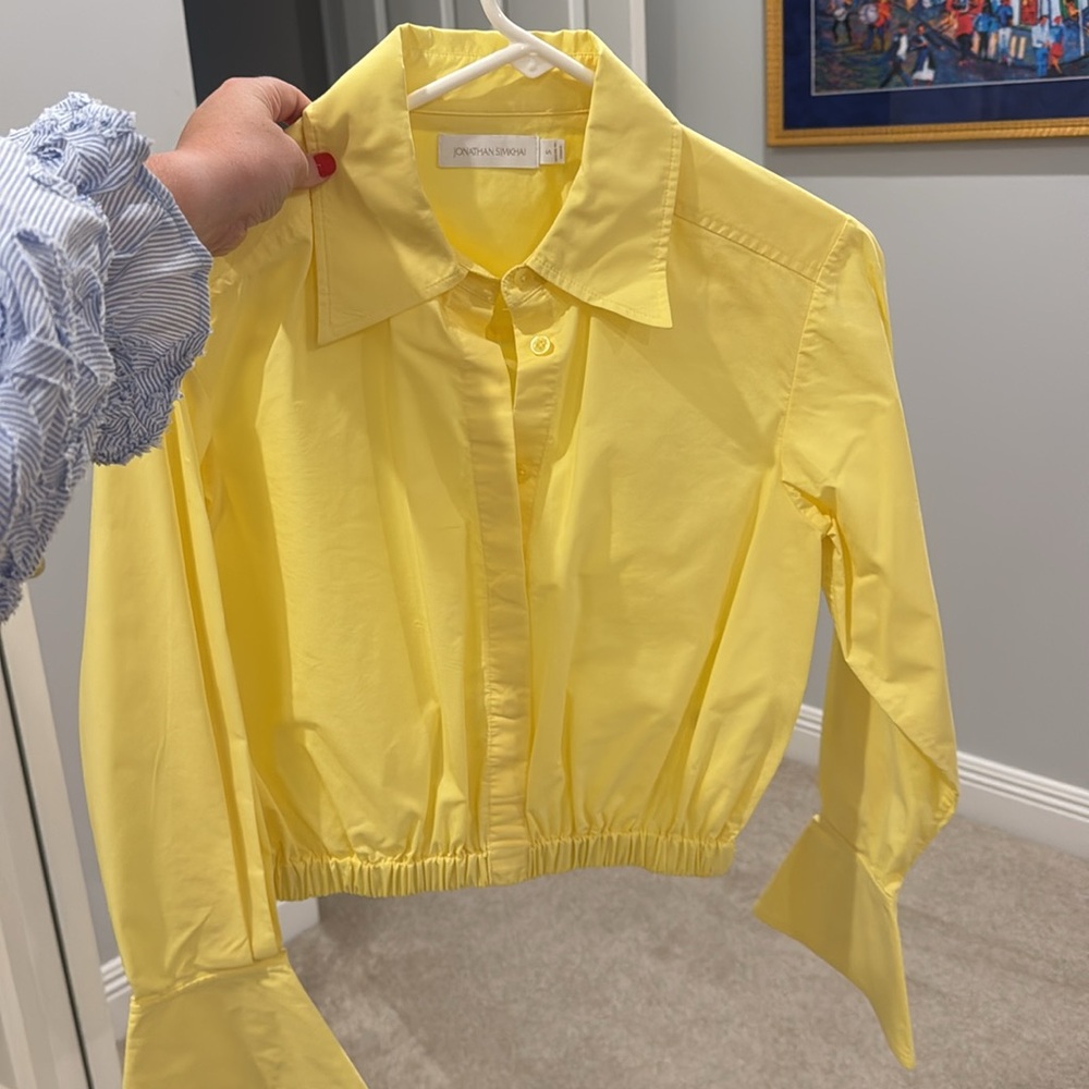 Simkhai Blythe Poplin Bubble Top in Lemoncello - Picture 3 of 4
